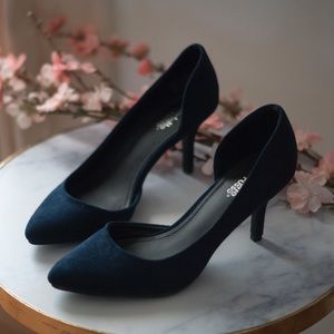 Navy suede heels